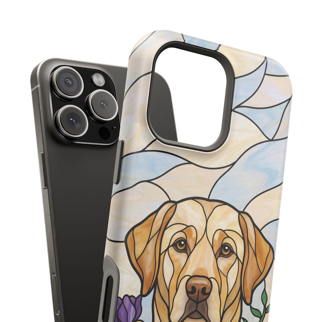 Floral Stained Glass Labrador Phone Case — Tough Magnetic Case with Wireless Charging