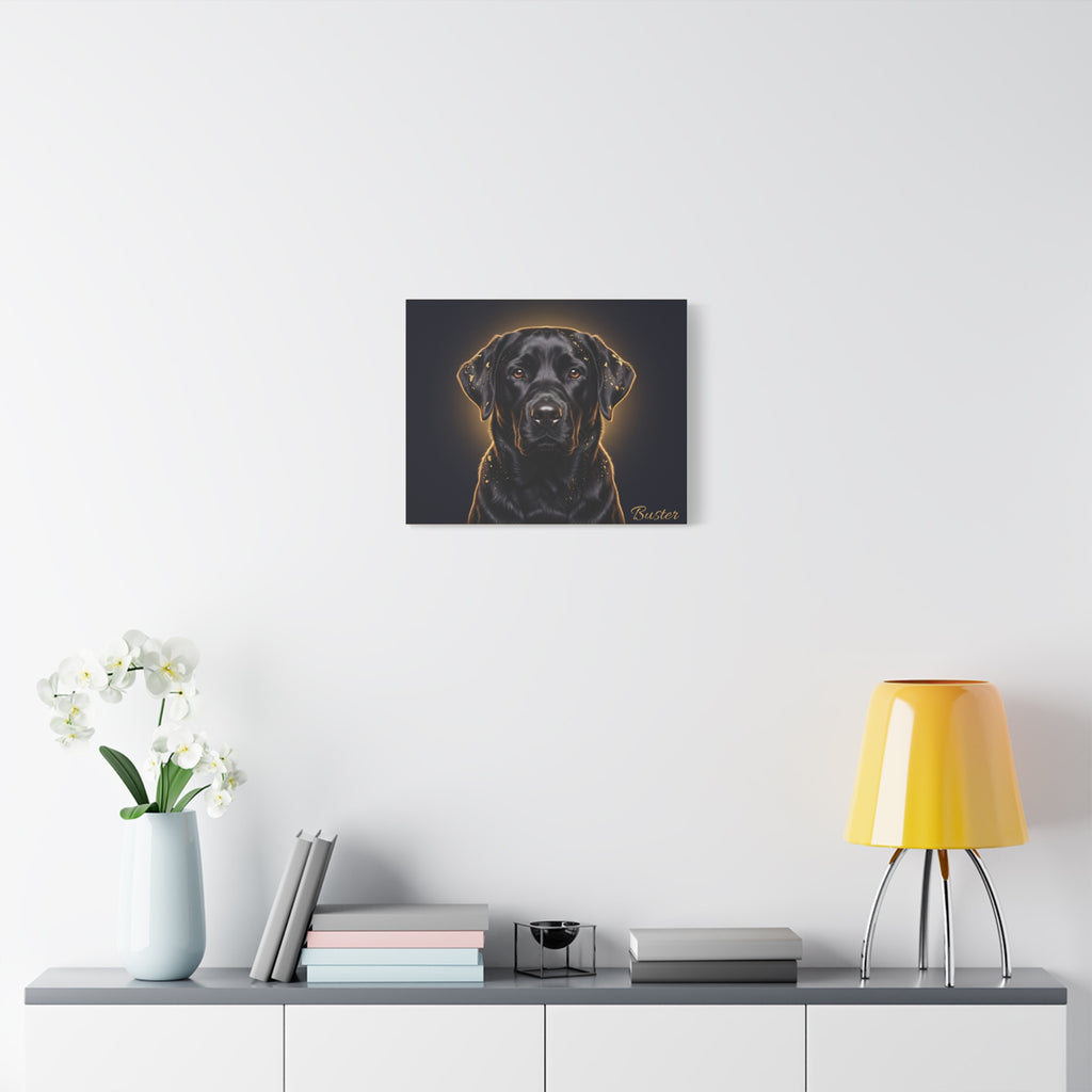 Black Labrador Personalized Canvas | Golden Glow Wall Art