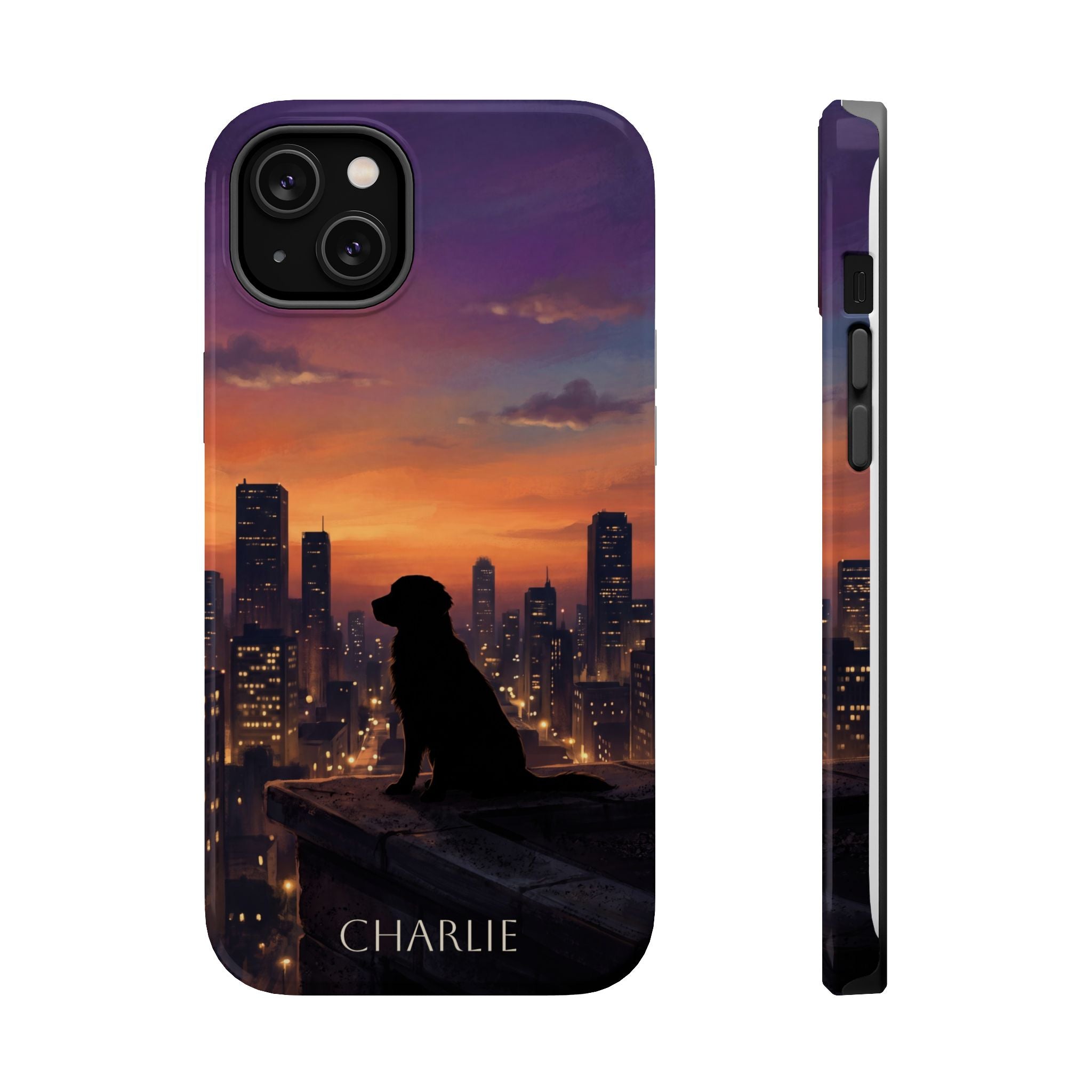 Personalized Golden Retriever City Skyline Phone Case — Wireless Charging Cover