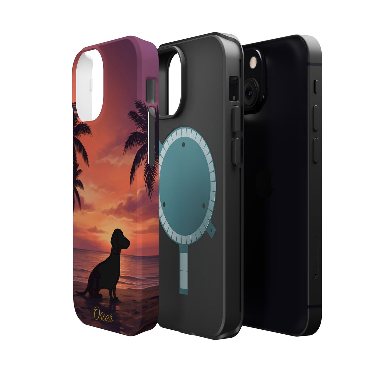 Personalized Dachshund Tropical Beach Sunset Phone Case — Wireless Charging Cover