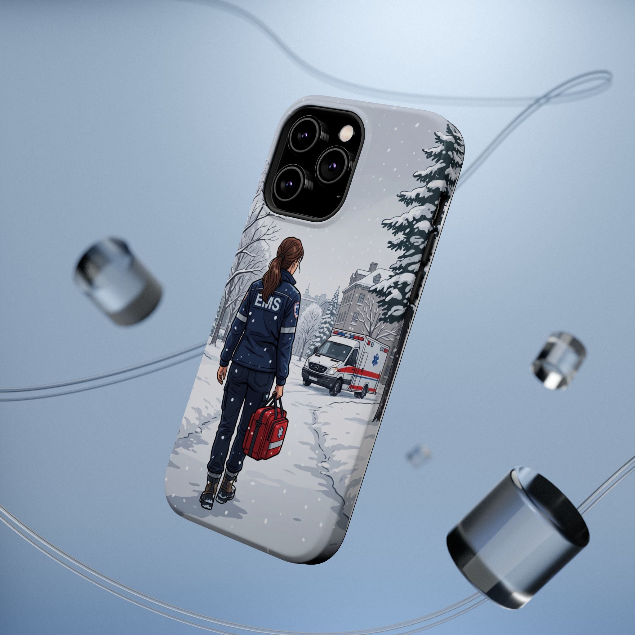 Paramedic/EMT Winter Phone Case — Magnetic Wireless Charging Cover