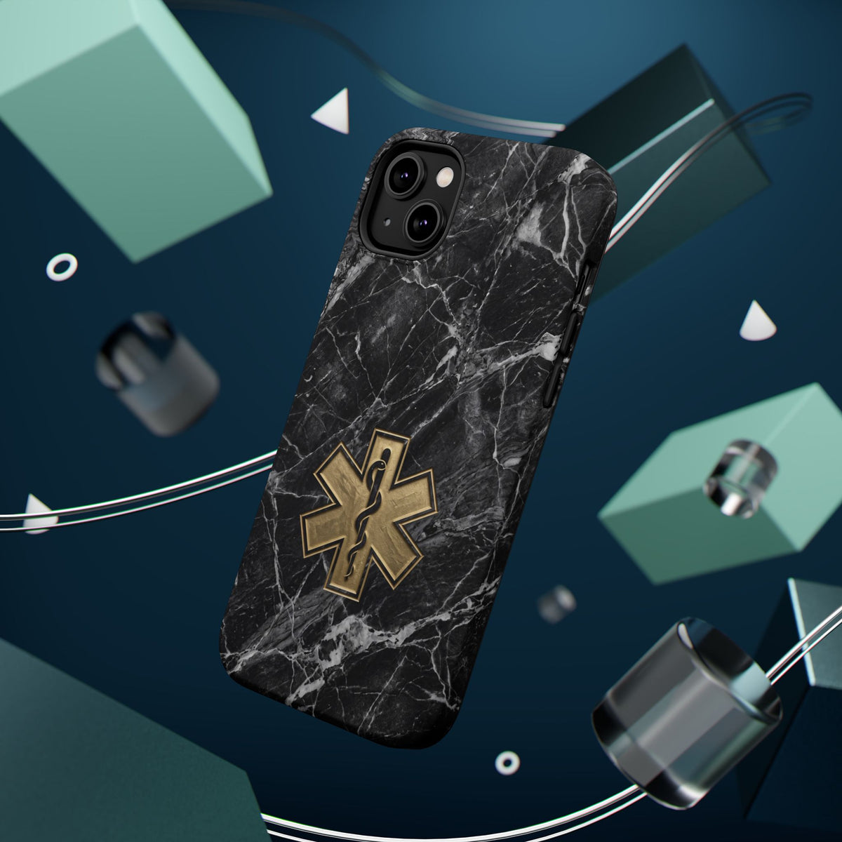 Paramedic/EMT Marble Phone Case — Magnetic Wireless Charging Cover
