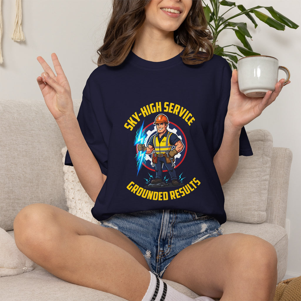 Sky-High Service Grounded Results Electrician T-Shirt