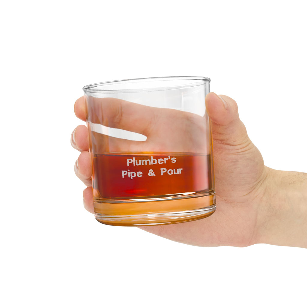 Personalized Pipe & Pour Whiskey Glass 10.5oz — Engraved Plumber Gift Rocks Tumbler
