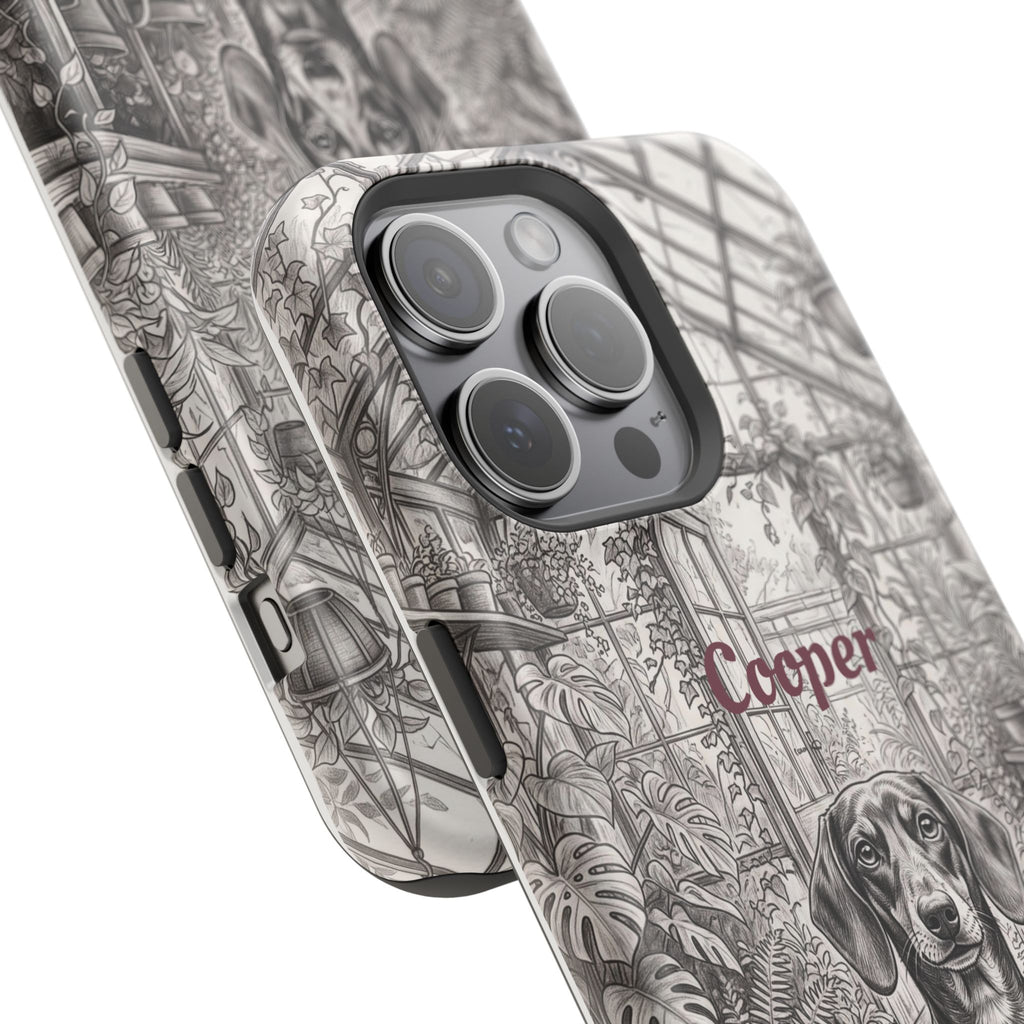 Personalized Dachshund Vintage Greenhouse Phone Case — Wireless Charging Cover