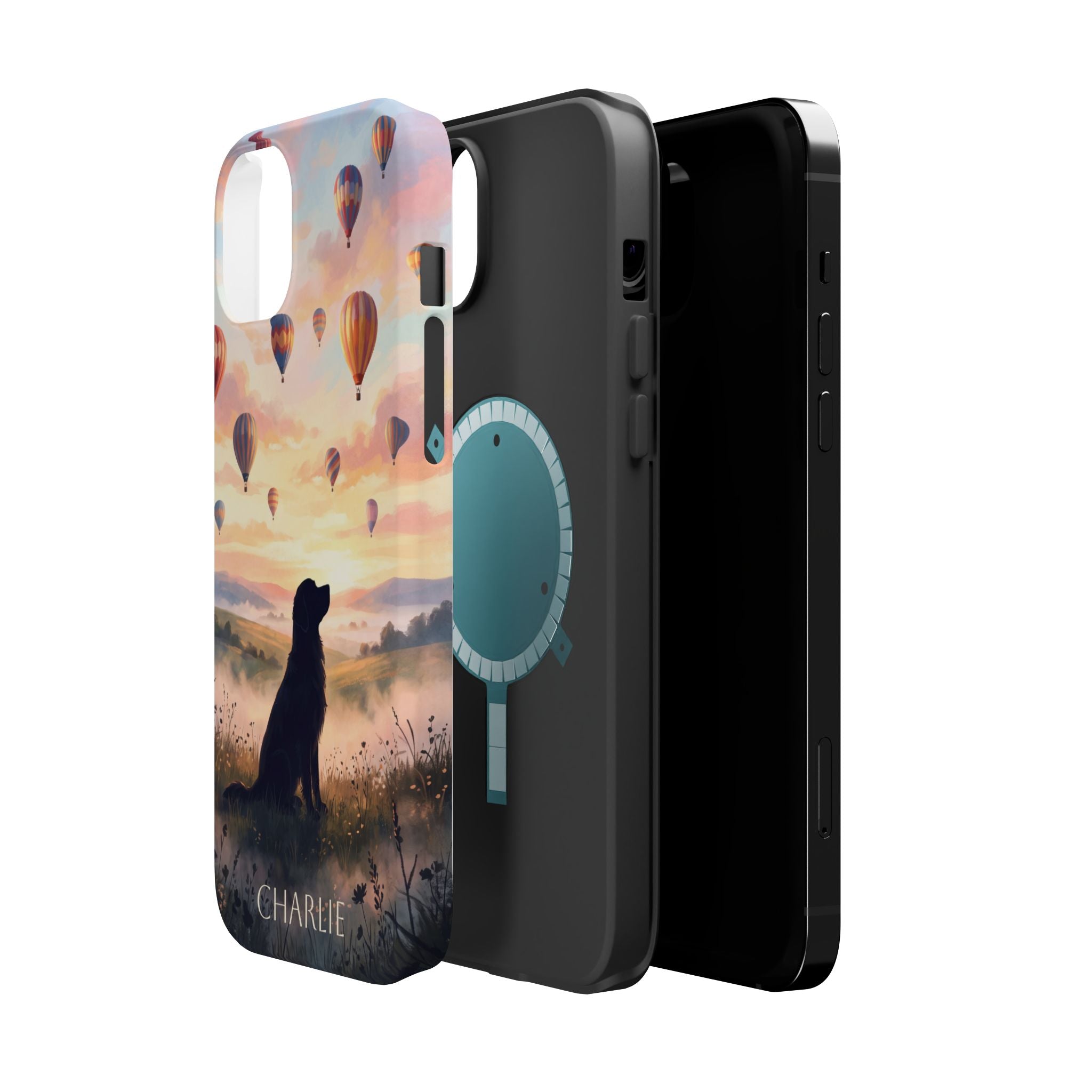 Personalized Golden Retriever Hot Air Balloon Phone Case — Wireless Charging Cover