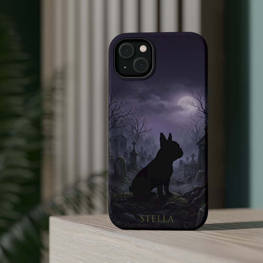 Personalized French Bulldog Moonlit Graveyard Phone Case — Wireless Charging Cover