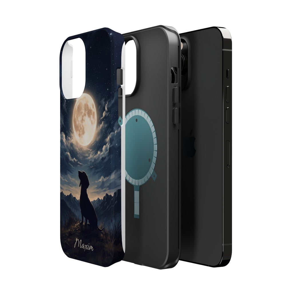 Personalized Dachshund Moonlight Phone Case — Wireless Charging Cover