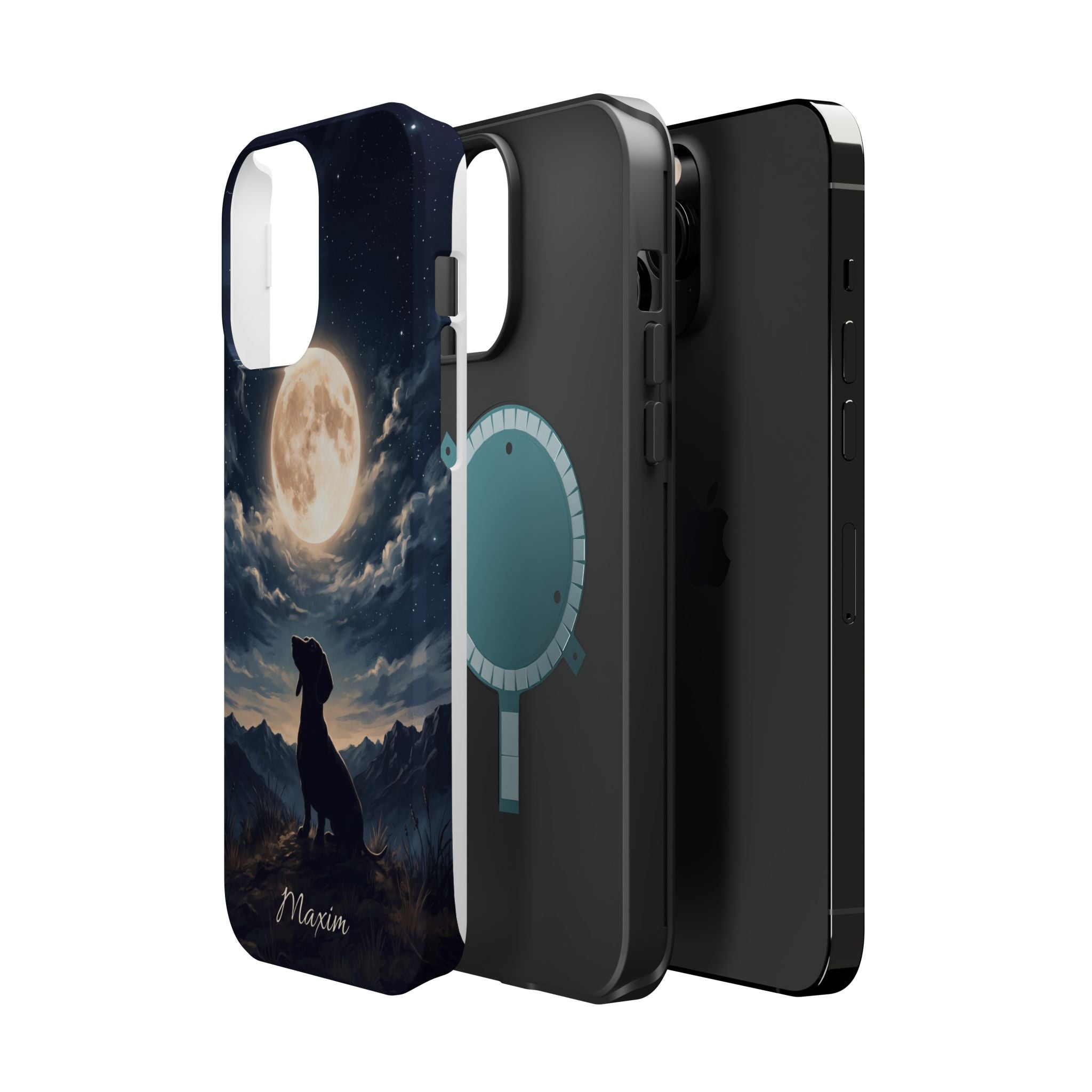 Personalized Dachshund Moonlight Phone Case — Wireless Charging Cover