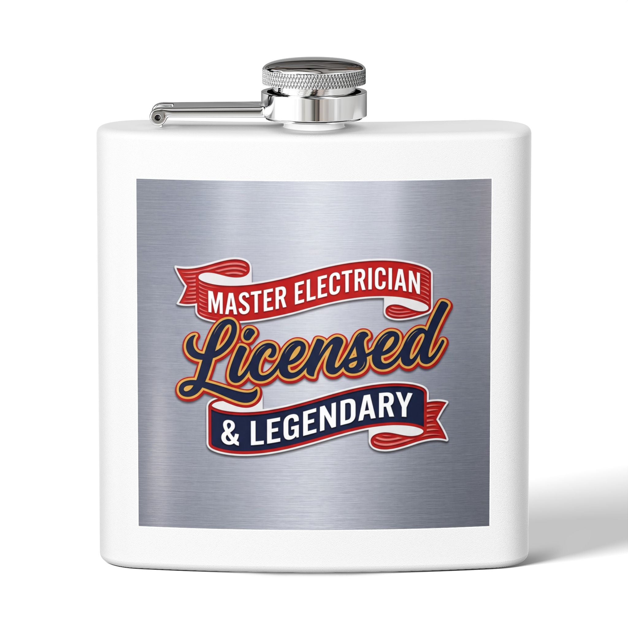 Flask — "Master Electrician: Licensed & Legendary" (Crest Edition) 6oz Stainless Steel Hip Flask