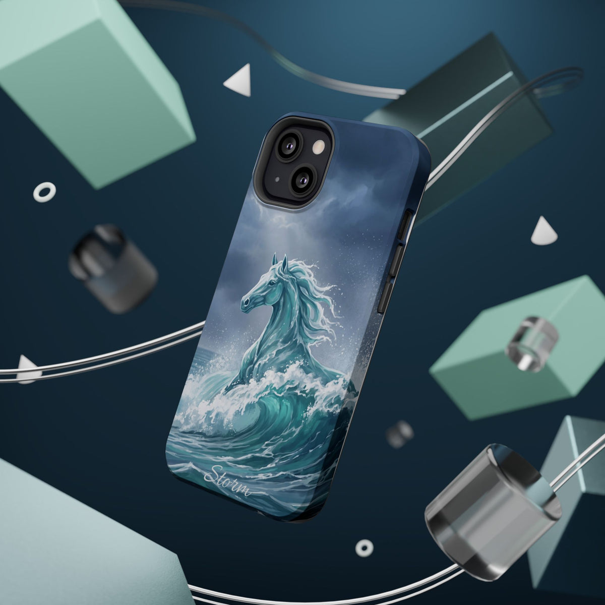 Personalized Ocean Wave Horse Phone Case — Tough Magnetic Case with Wireless Charging