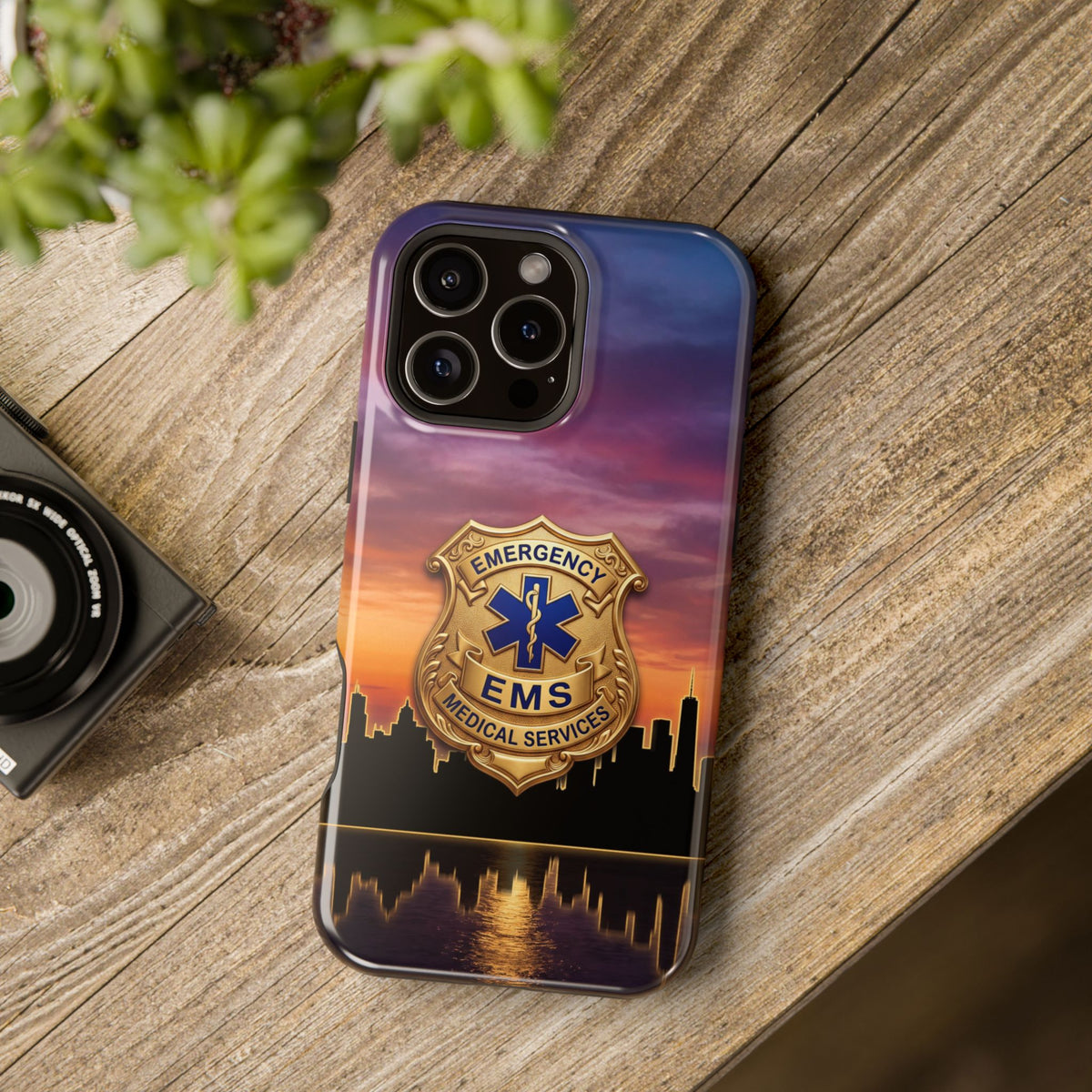 EMS Badge Sunset Skyline Phone Case — Magnetic Wireless Charging Cover