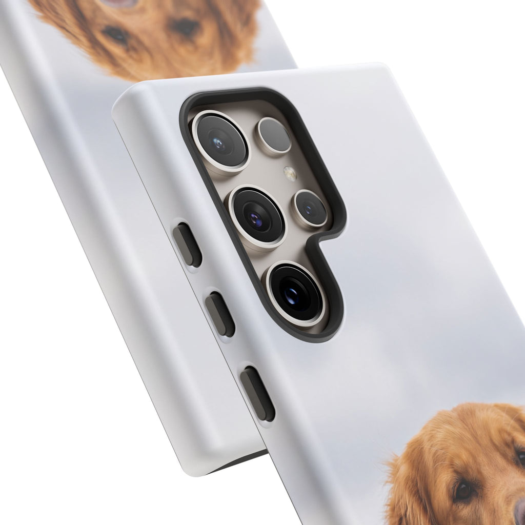 Golden Retriever Portrait Phone Case | Happy Dog Photo on Soft Sky Background | Samsung & iPhone