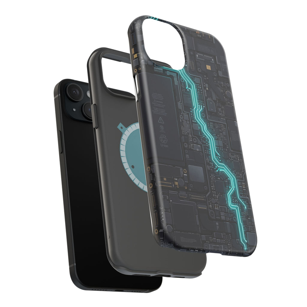 Cyan Bolt Electrician Phone Case — Electric Circuit Wireless Charging Cover
