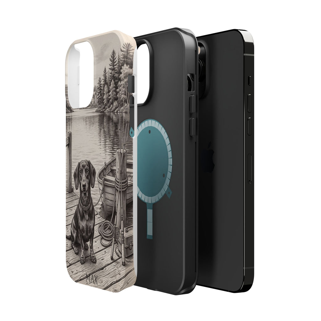 Personalized Dachshund Sunset Beach Phone Case — Wireless Charging Cover