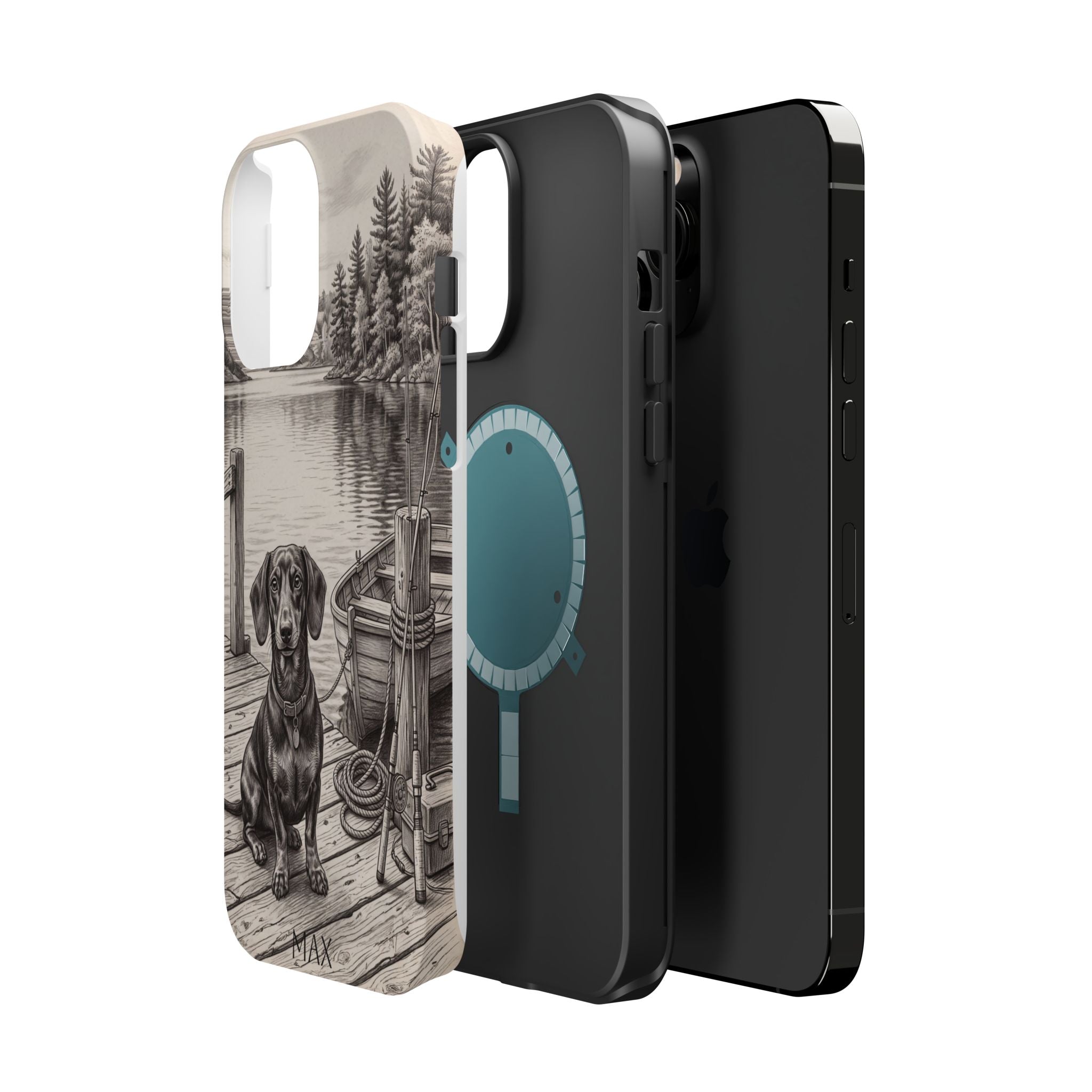Personalized Dachshund Sunset Beach Phone Case — Wireless Charging Cover