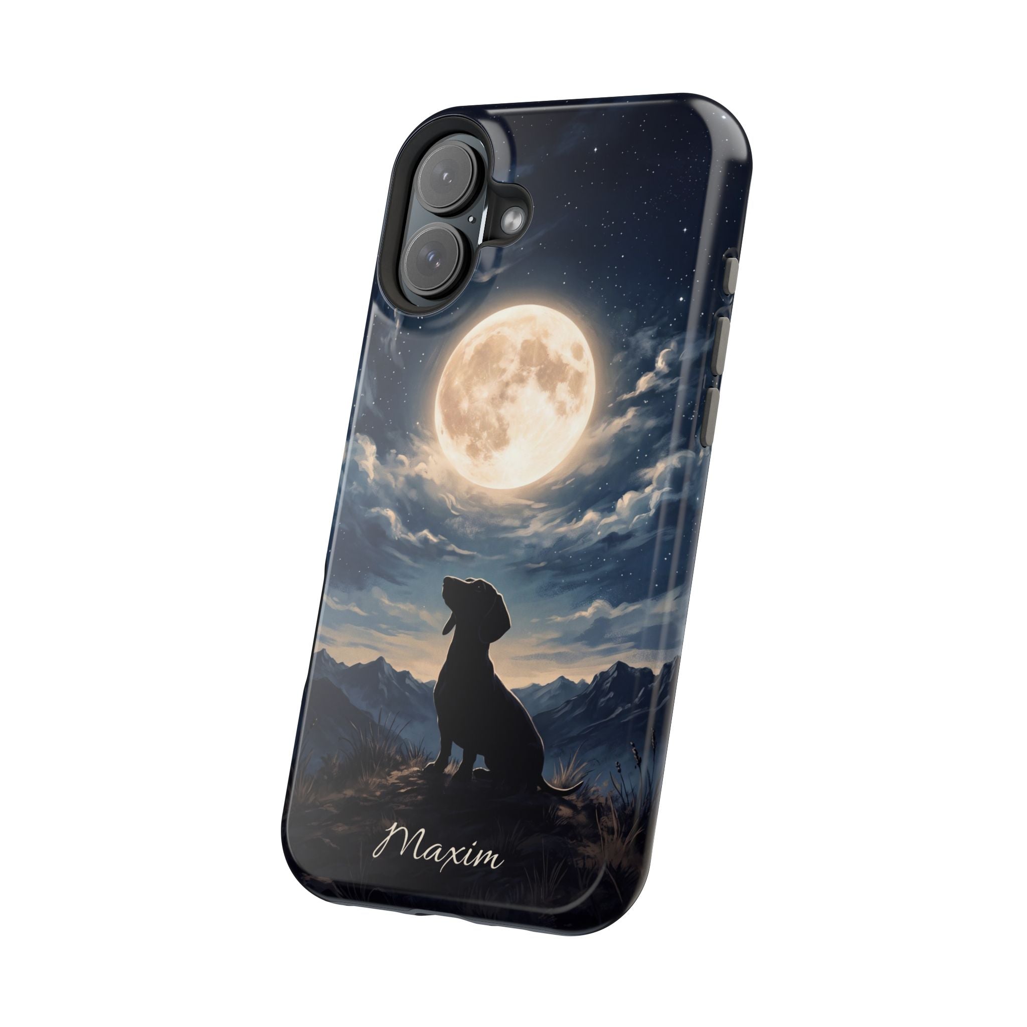 Personalized Dachshund Moonlight Phone Case — Wireless Charging Cover