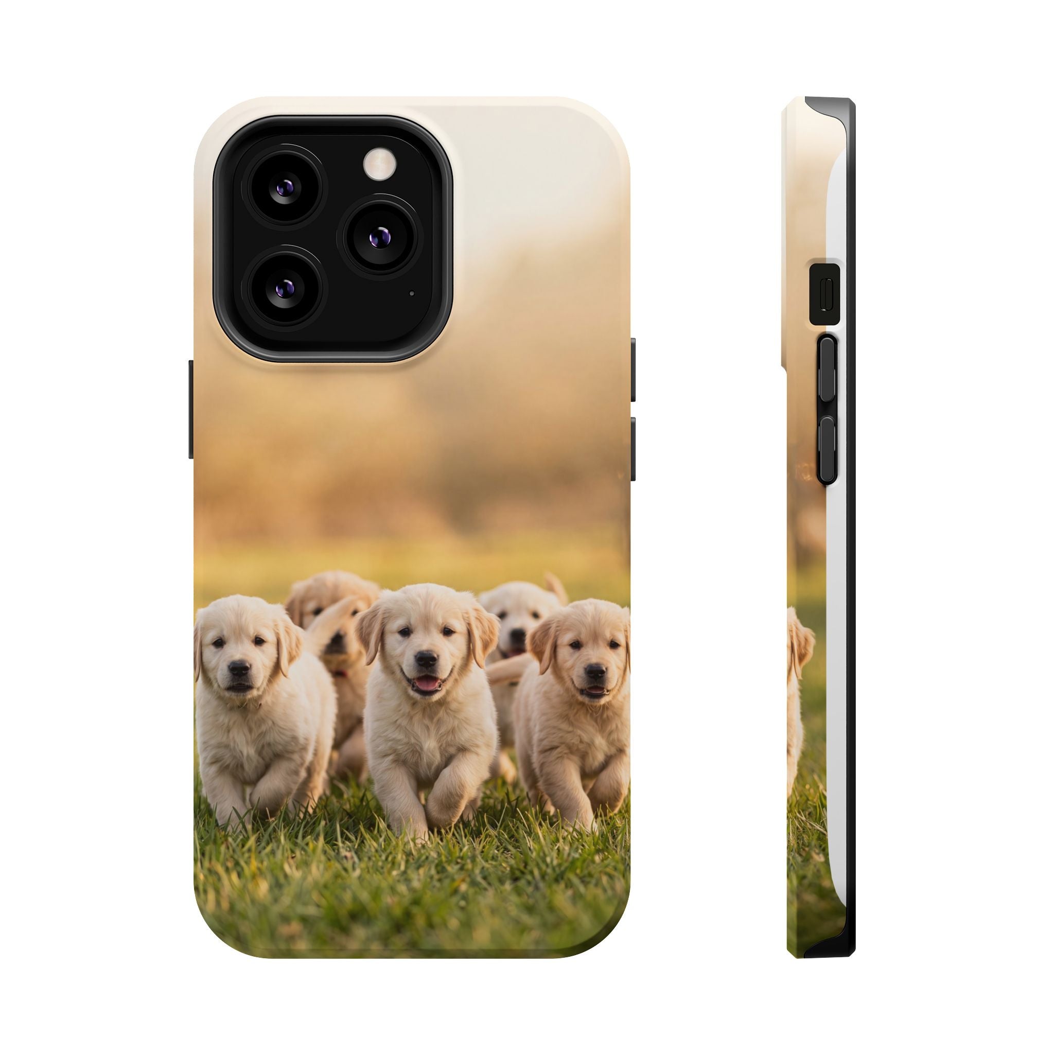 Golden Retriever Puppies Phone Case — Impact-Resistant Wireless Charging Cover