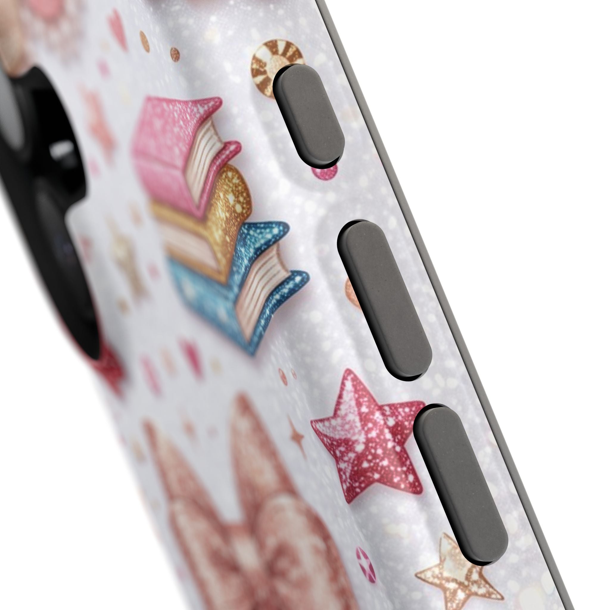 Rose Gold Glitter Bow Personalized Teacher Phone Case — Wireless Charging Cover