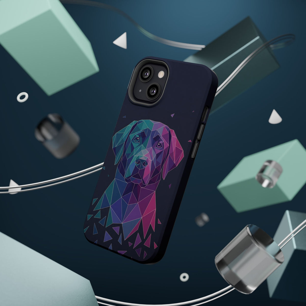 Geometric Labrador Phone Case — Tough Magnetic Case with Wireless Charging