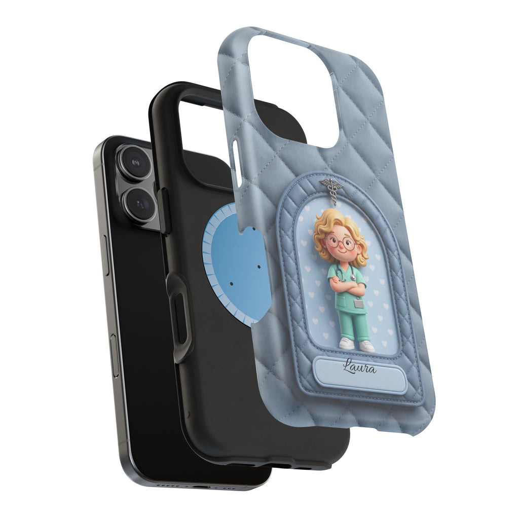 Personalized Quilted Nurse Phone Case — Wireless Charging Cover