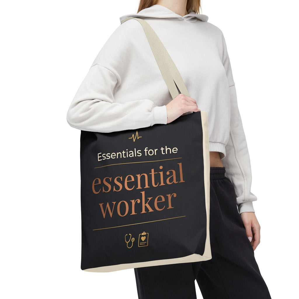 Essentials for the Essential Worker Tote | Healthcare Worker Gift Tote Bag | Nurse Doctor Appreciation Gift | Premium Polyester Carry-All