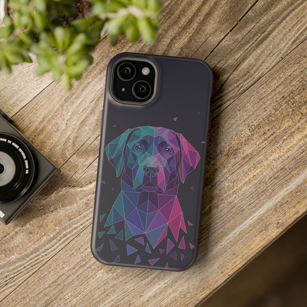 Geometric Labrador Phone Case — Tough Magnetic Case with Wireless Charging