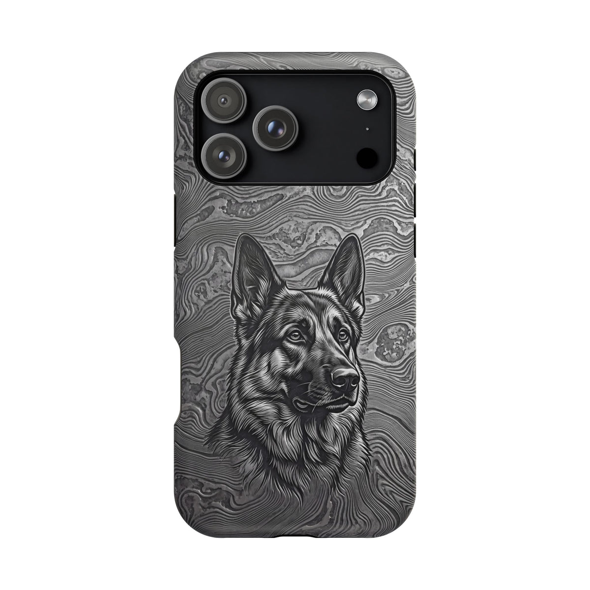 German Shepherd Phone Case | Damascus Art — Tough Magnetic Case with Wireless Charging