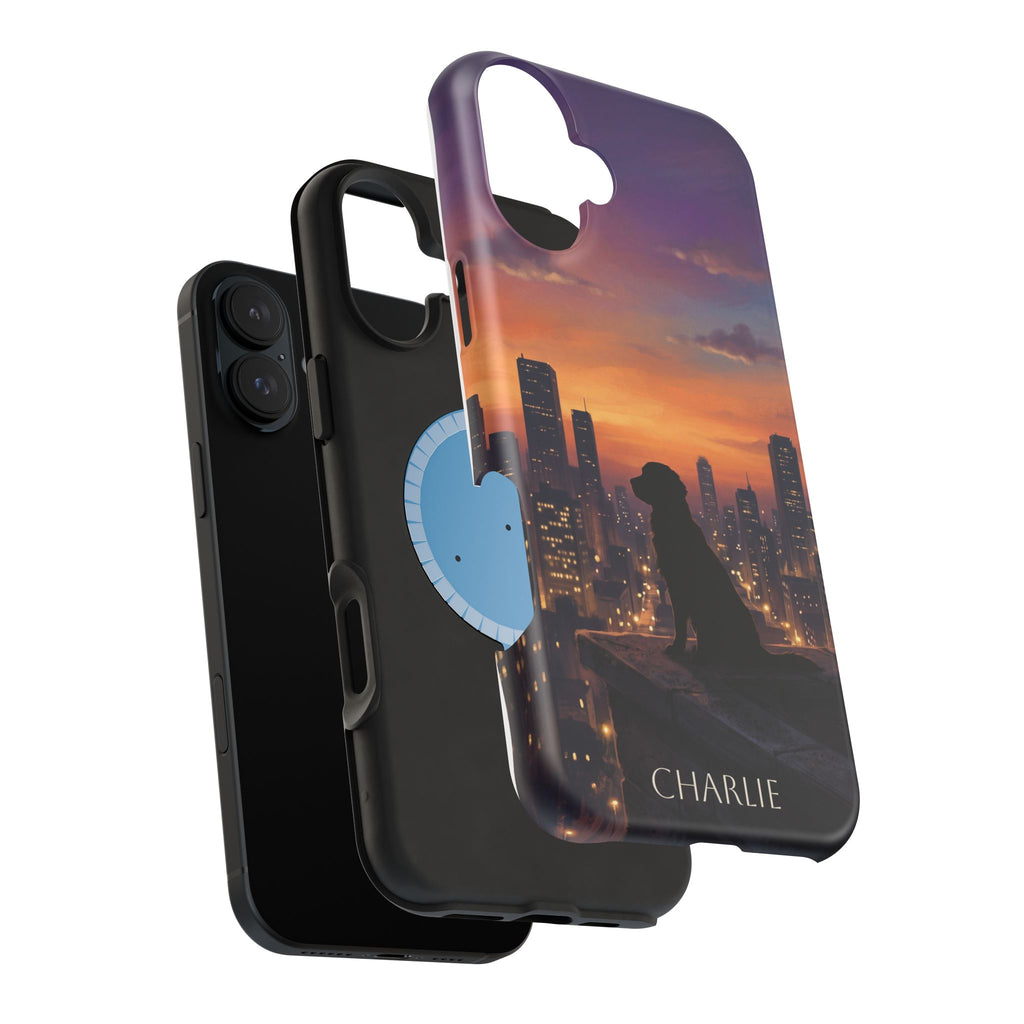 Personalized Golden Retriever City Skyline Phone Case — Wireless Charging Cover