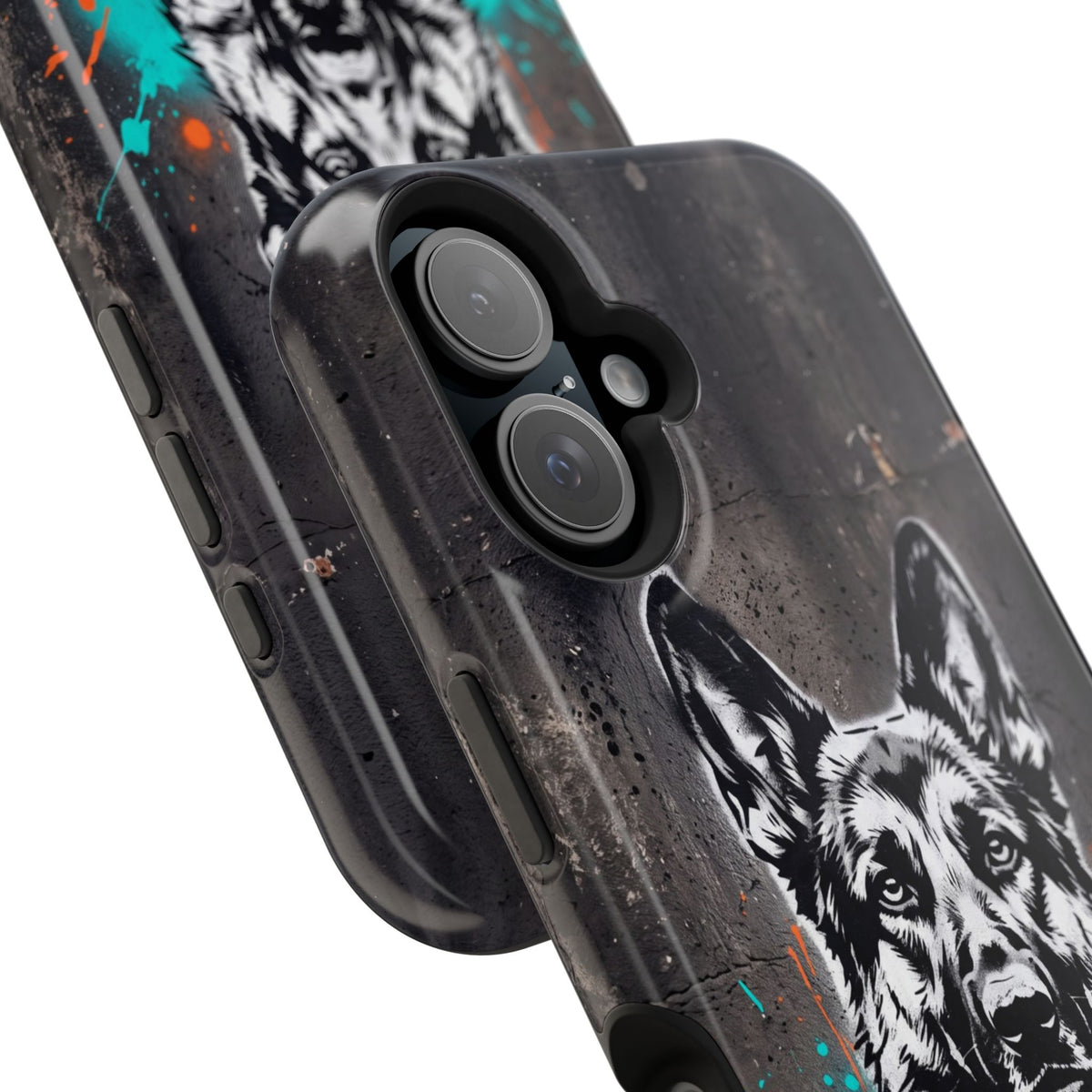 German Shepherd Phone Case | Graffiti Street Art — Tough Magnetic Case with Wireless Charging