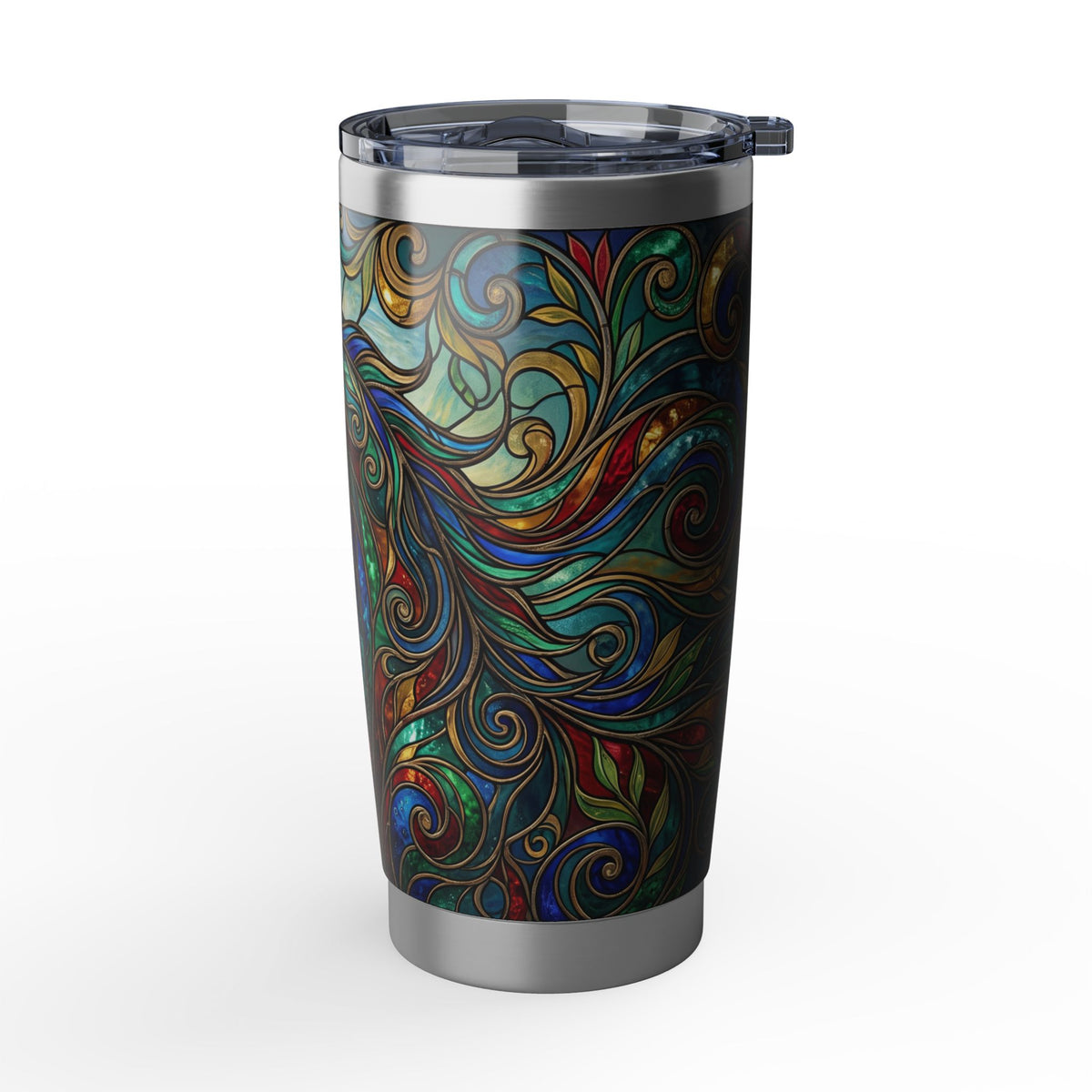 Horse Tumbler | Stained Glass Swirl Art — 20 oz Stainless Travel Mug