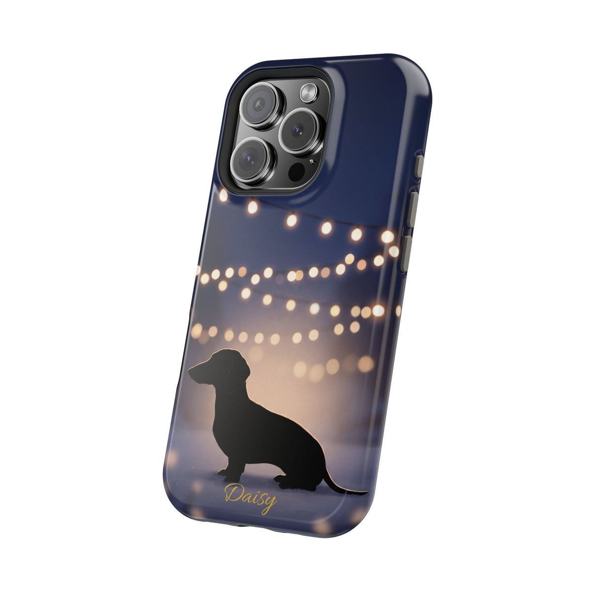 Personalized Dachshund Fairy Lights Phone Case — Wireless Charging Cover