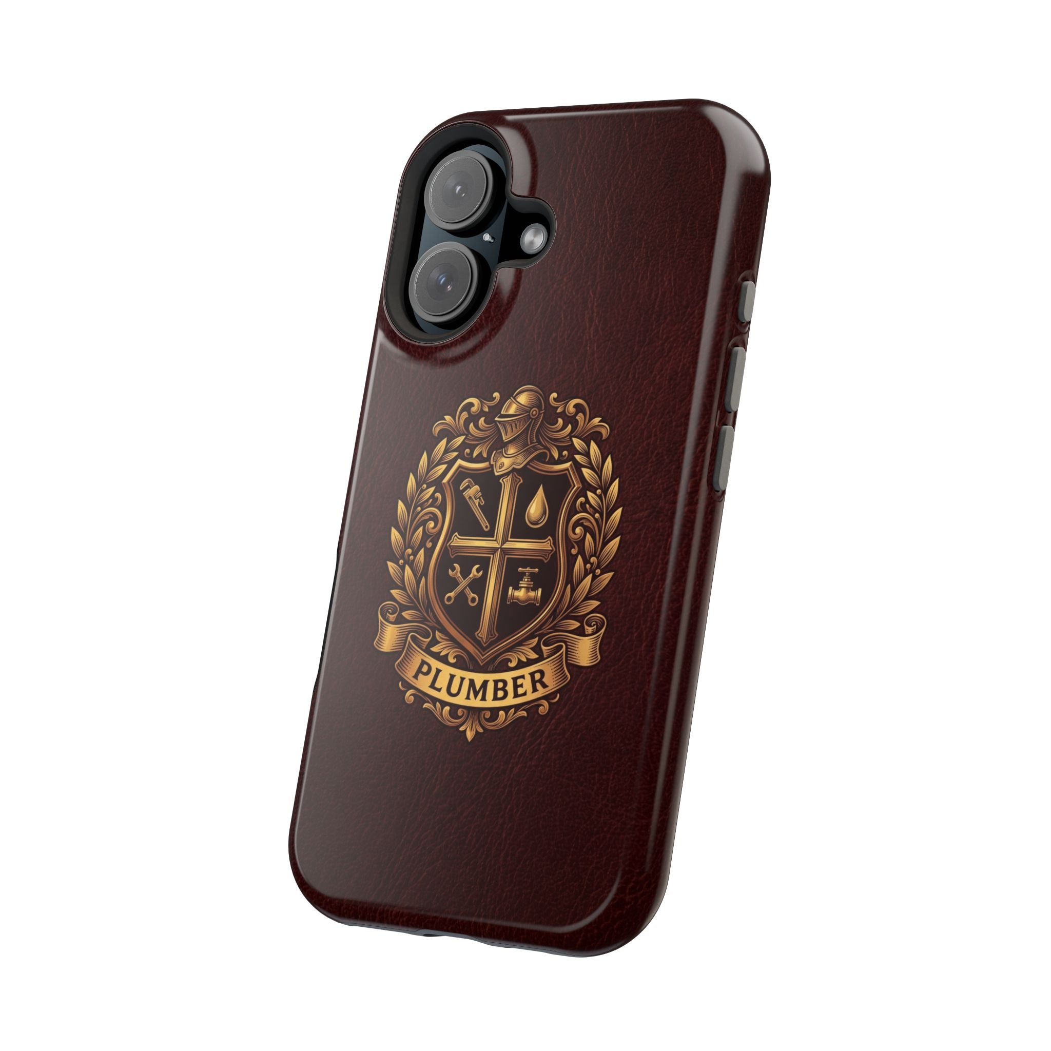 Plumber Crest Phone Case — Heraldic Shield Design Wireless Charging Cover