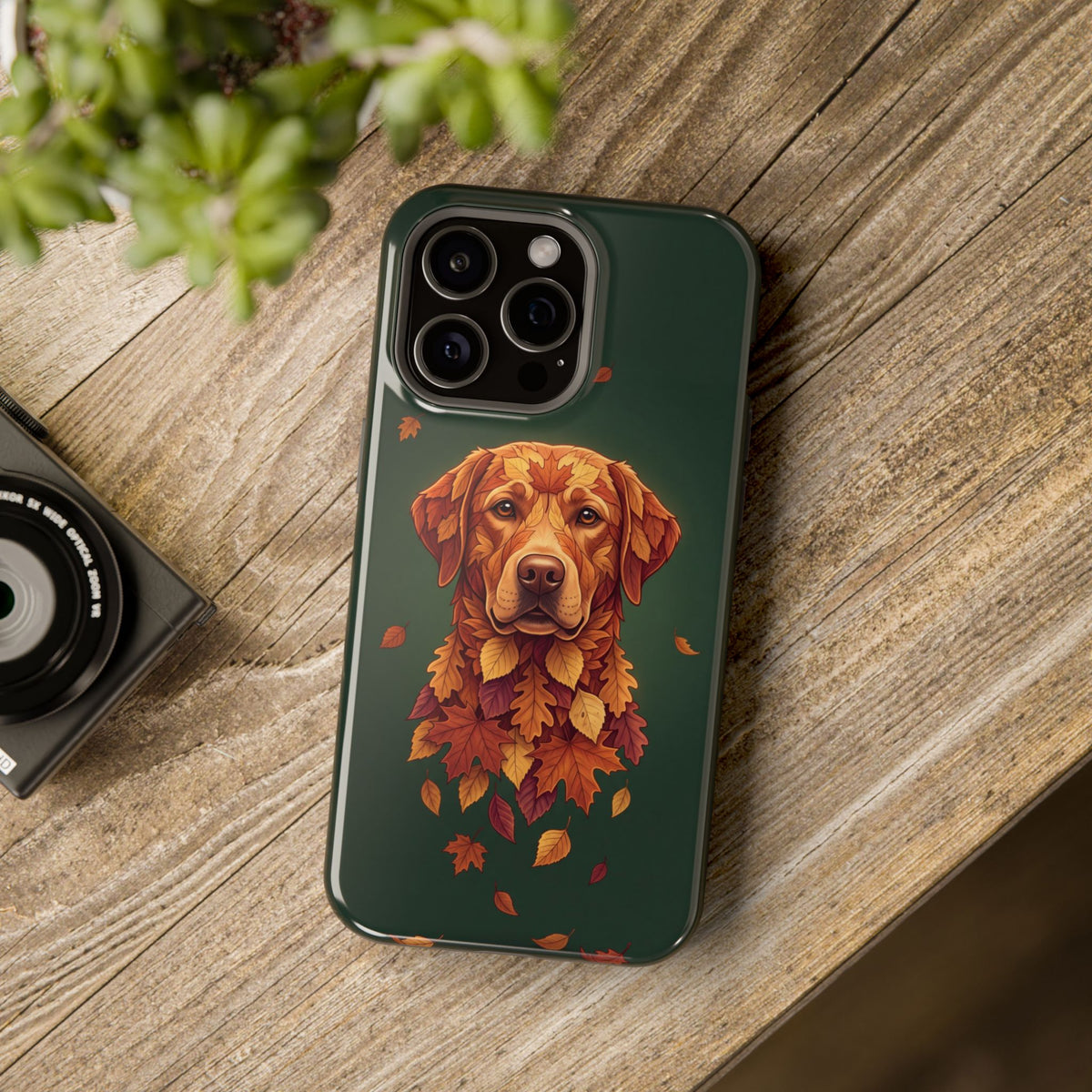 Autumn Leaves Labrador Phone Case — Tough Magnetic Case with Wireless Charging