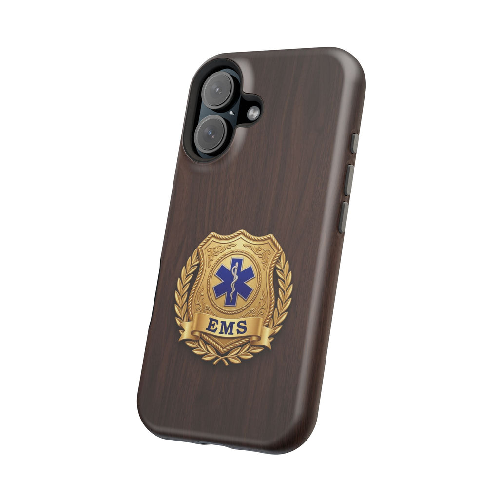 Gold EMS Laurel Badge Wood Phone Case — Magnetic Wireless Charging Cover