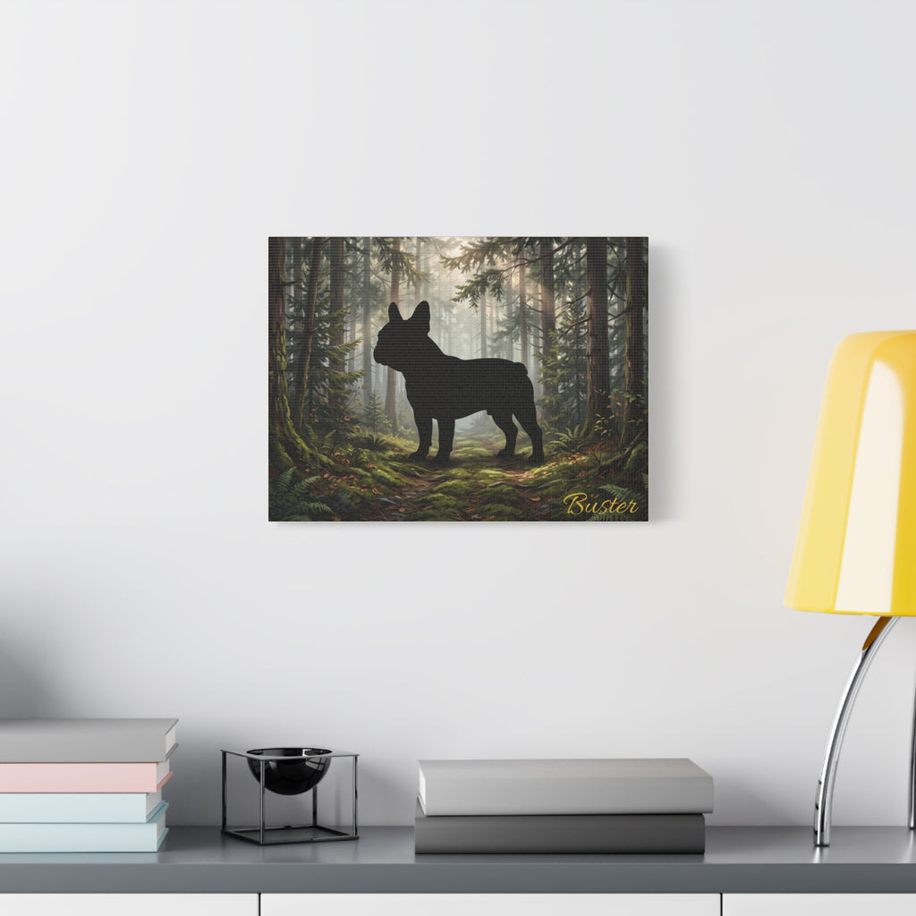 French Bulldog Silhouette Personalized Canvas | Misty Forest Wall Art