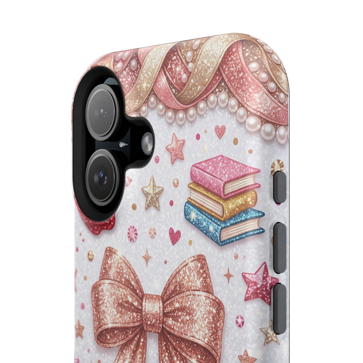 Rose Gold Glitter Bow Personalized Teacher Phone Case — Wireless Charging Cover