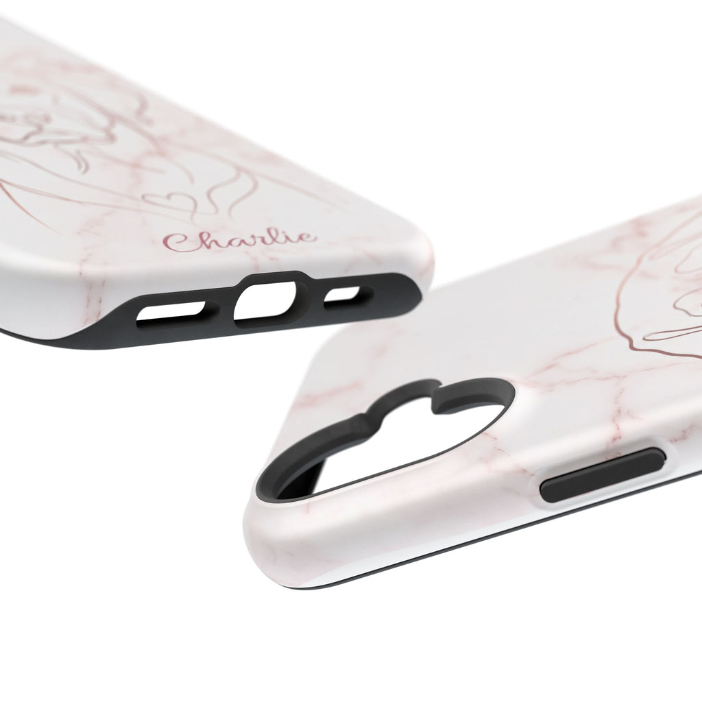 Personalized Rose Gold Marble Labrador Phone Case — Tough Magnetic Case with Wireless Charging
