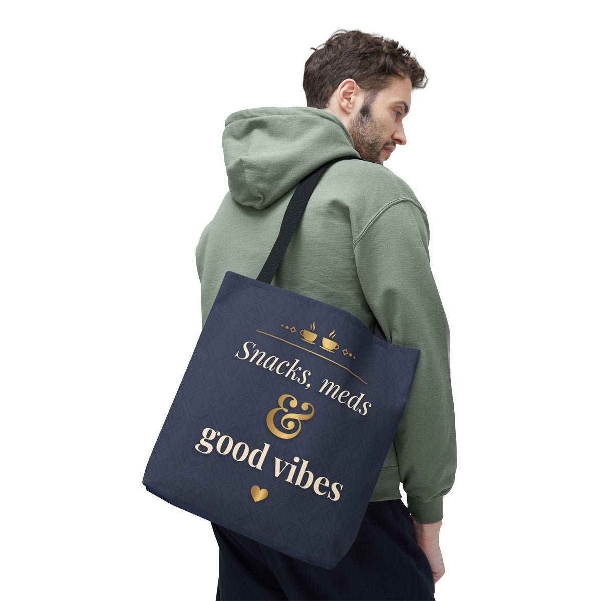 Snacks Meds & Good Vibes Tote | Funny Nurse Gift Tote Bag | Healthcare Worker Humour Gift | Premium Polyester Carry-All