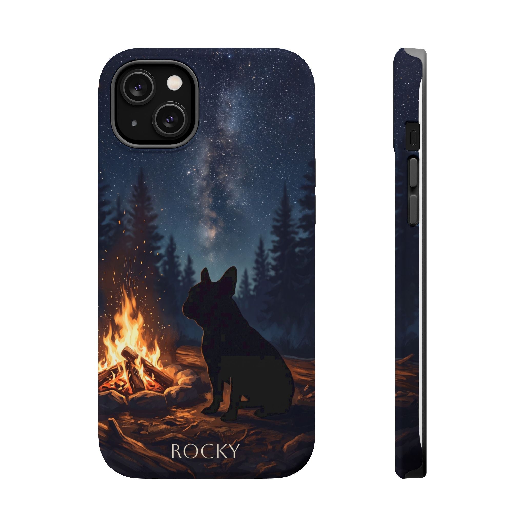 Personalized French Bulldog Campfire Phone Case — Wireless Charging Cover