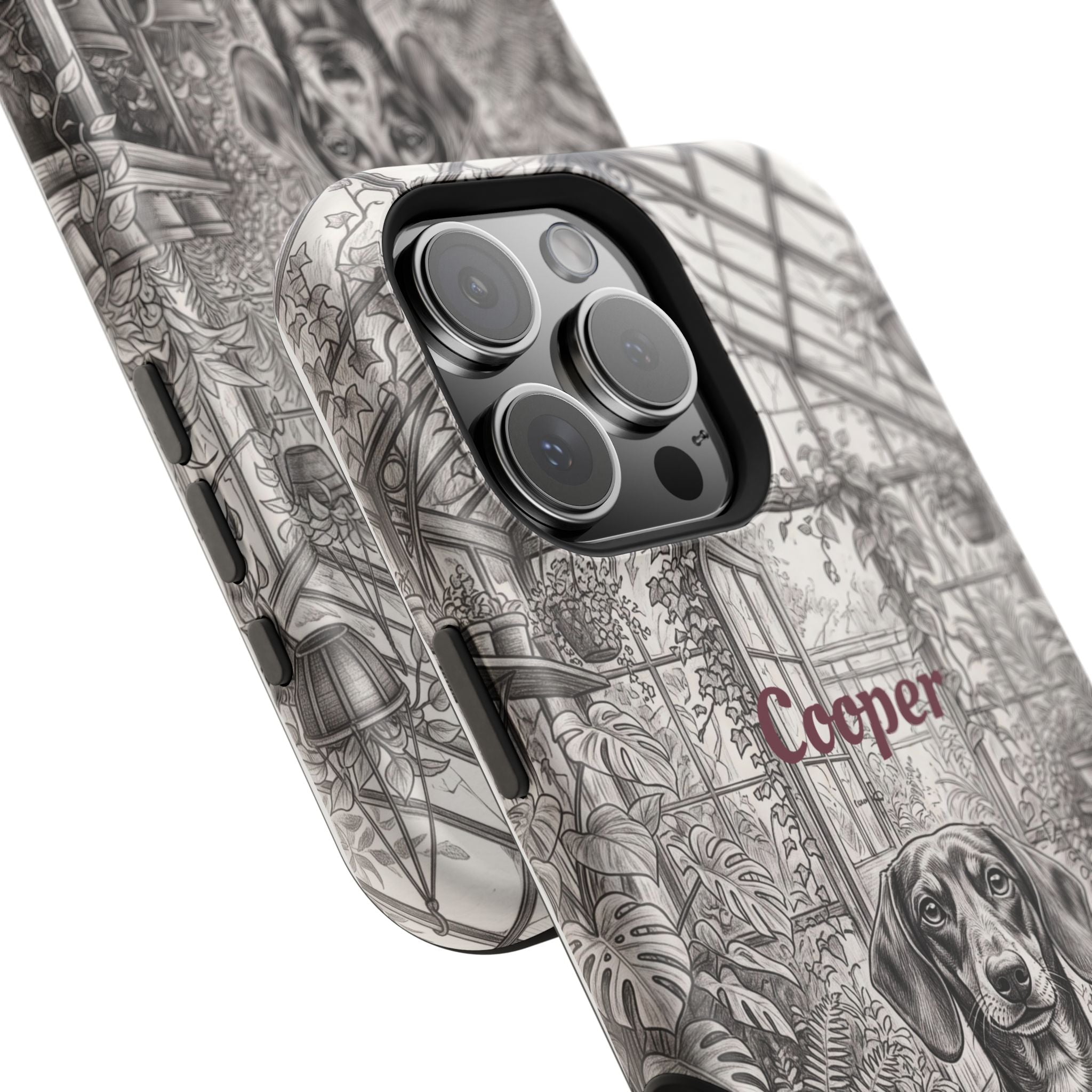 Personalized Dachshund Vintage Greenhouse Phone Case — Wireless Charging Cover
