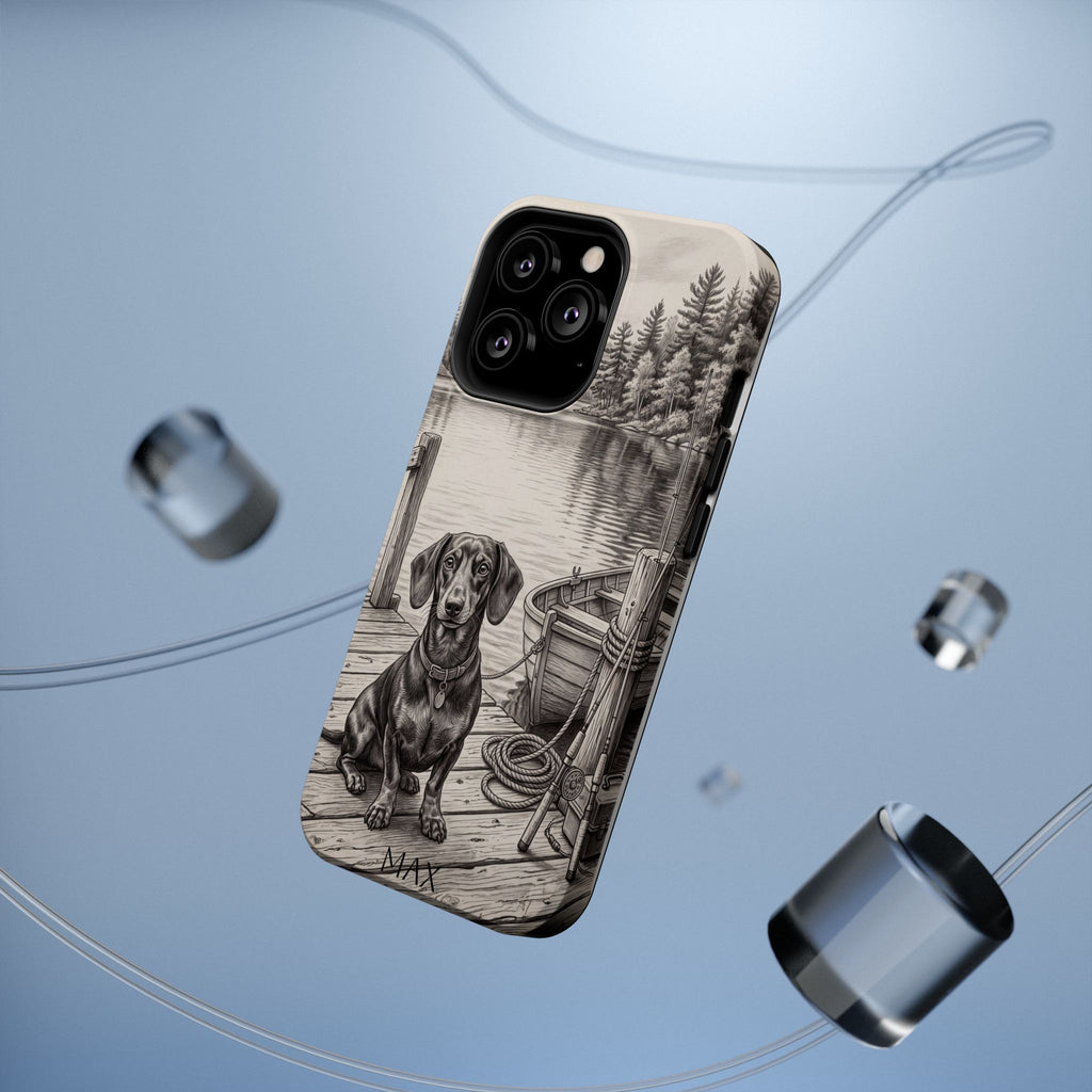 Personalized Dachshund Sunset Beach Phone Case — Wireless Charging Cover