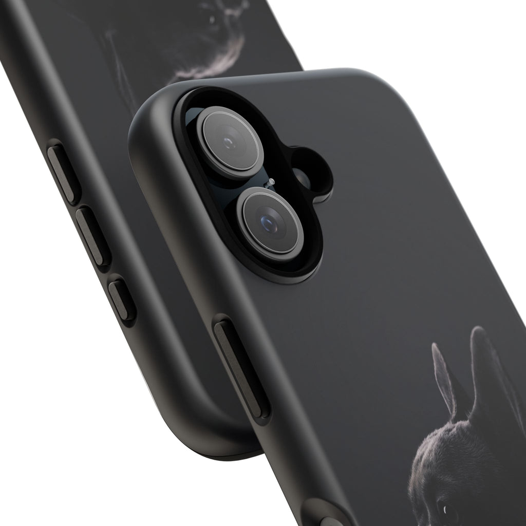Silhouette French Bulldog Phone Case | Minimalist Black-on-Black Frenchie Profile | iPhone & Samsung
