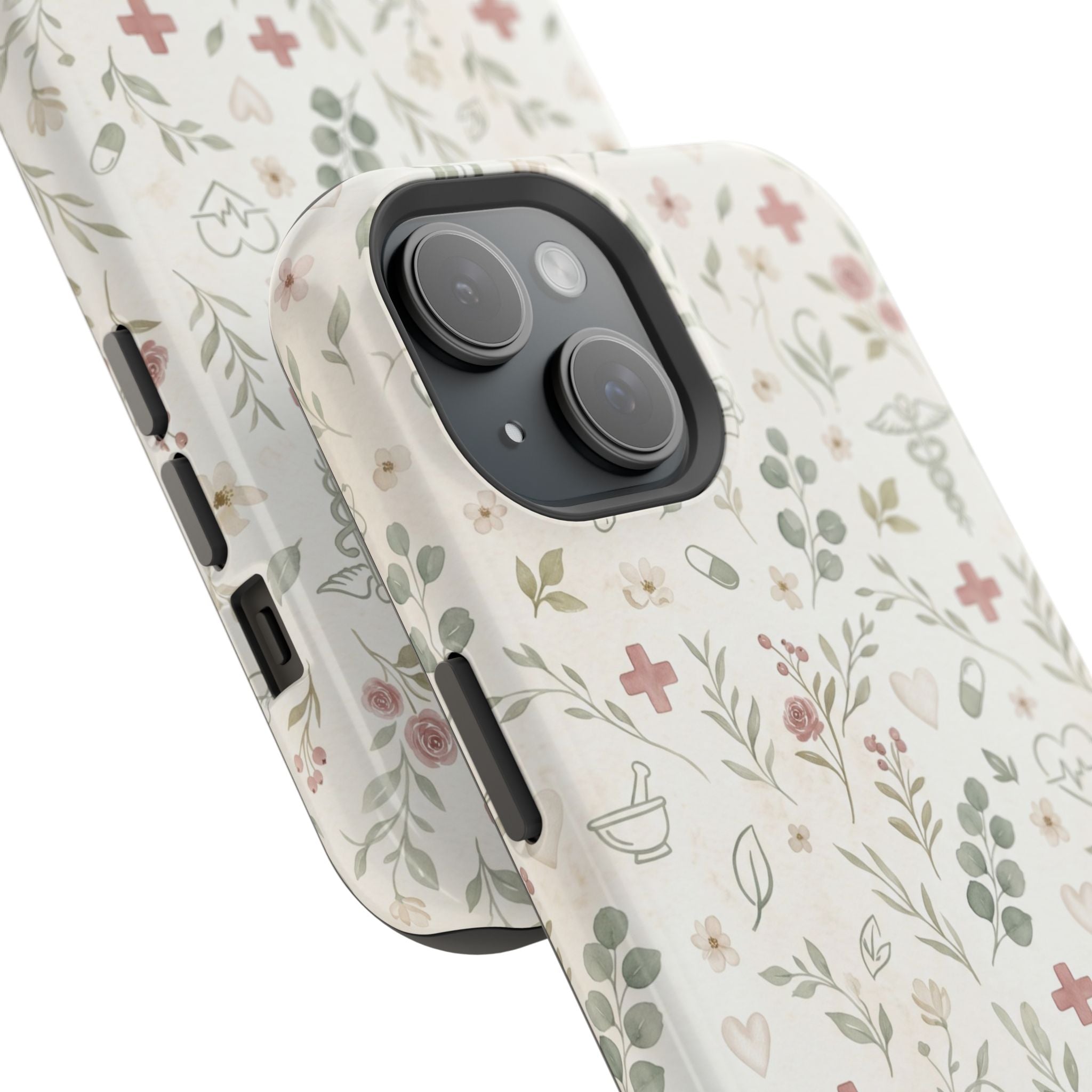 Floral Nurse Phone Case — Impact-Resistant Wireless Charging Cover