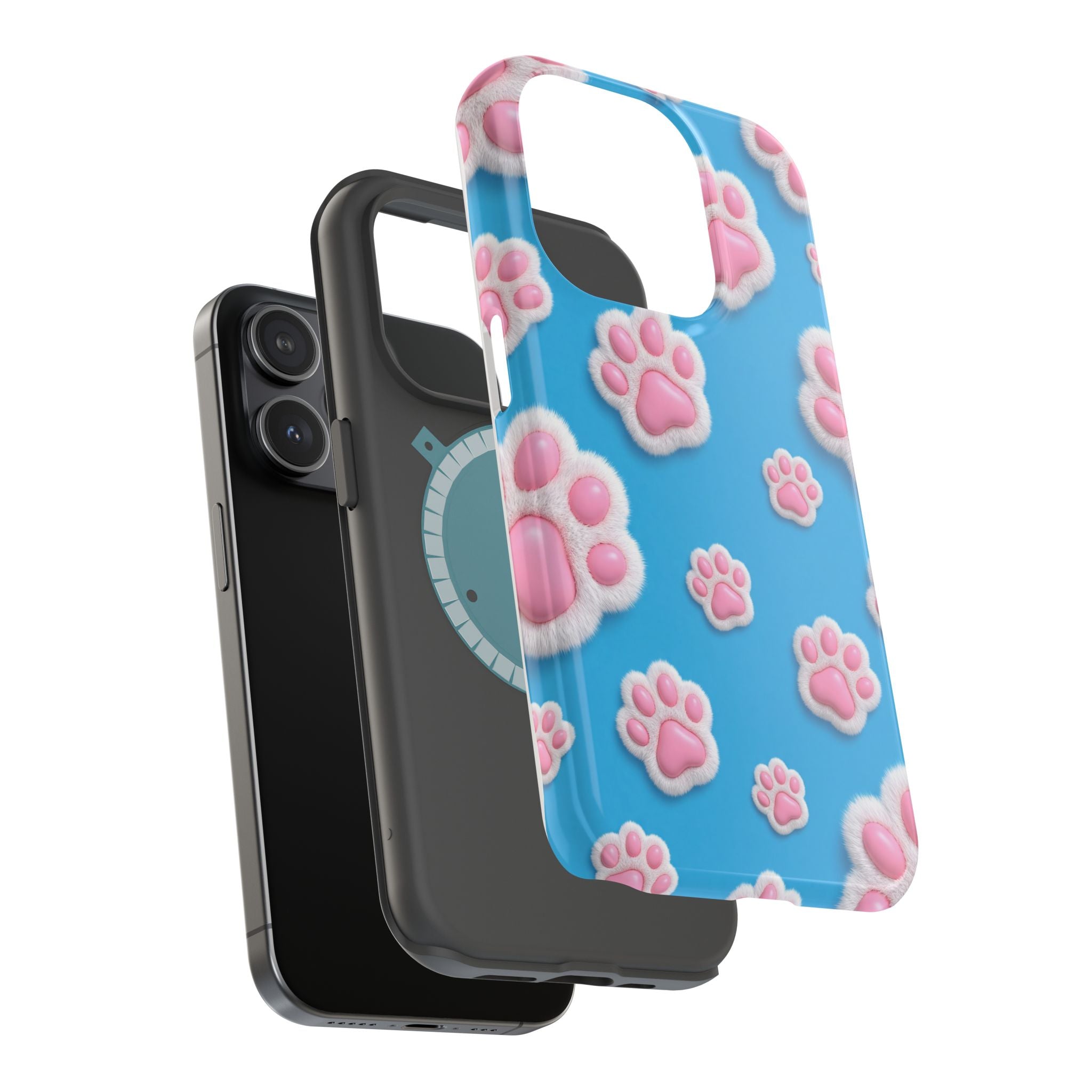 Fluffy Paw Print Phone Case | Cute 3D Pink Paw Pattern Case for Dog & Cat Lovers | iPhone & Samsung