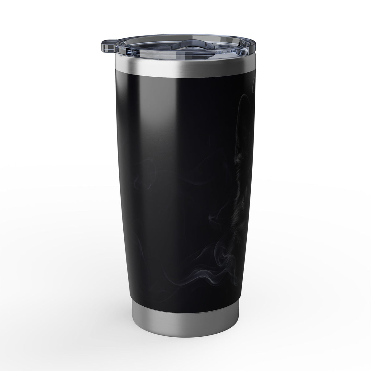 German Shepherd Personalized Tumbler | Silver Smoke Art — 20 oz Stainless Travel Mug