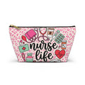 Nurse Life Pink Leopard Accessory Pouch — T-Bottom Zipper Bag