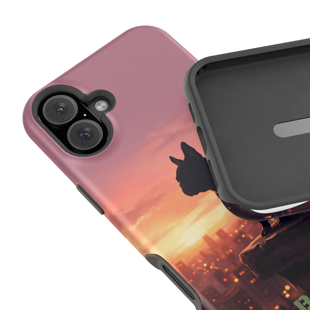 Personalized French Bulldog City Skyline Sunset Phone Case — Wireless Charging Cover