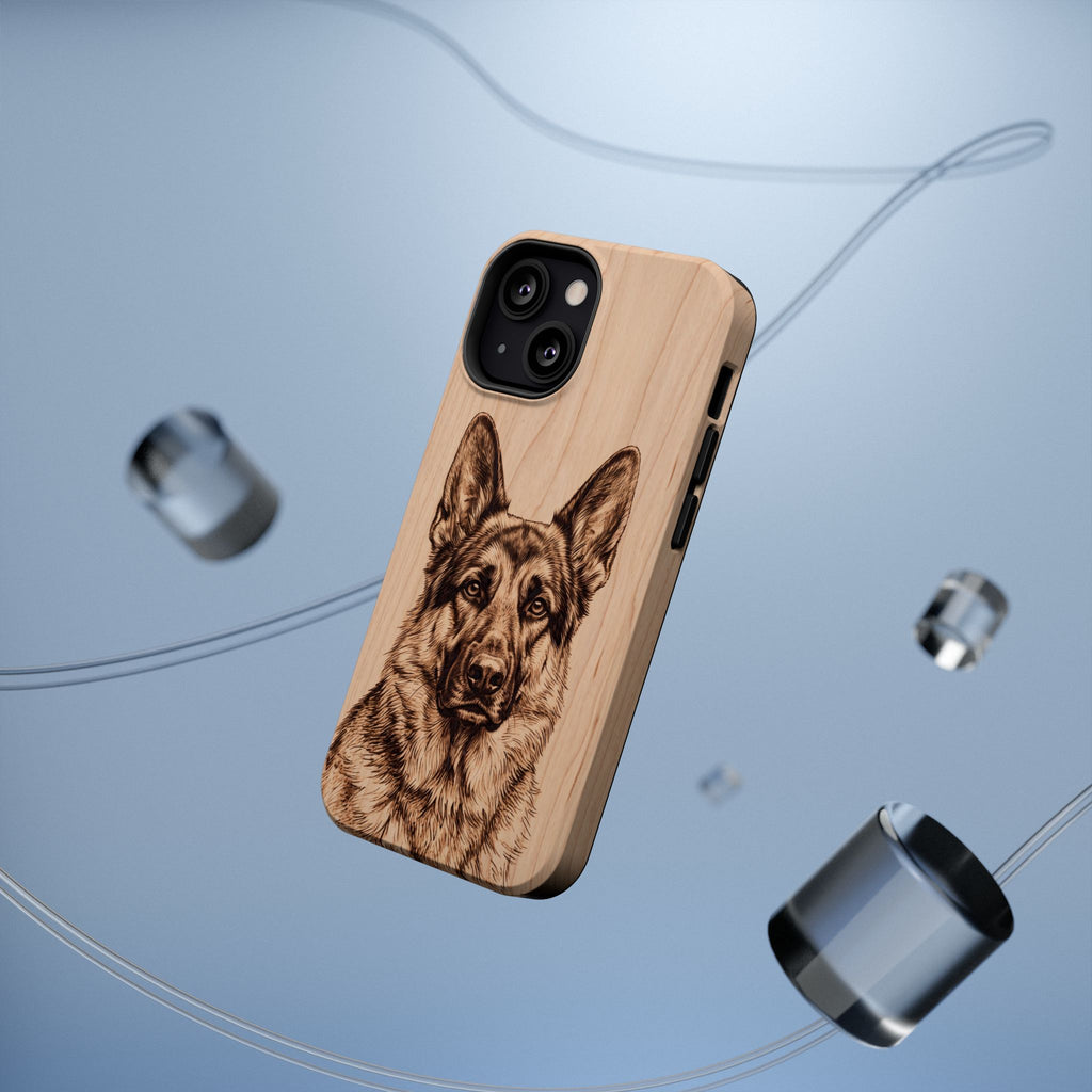German Shepherd Phone Case | Pyrography Art — Tough Magnetic Case with Wireless Charging