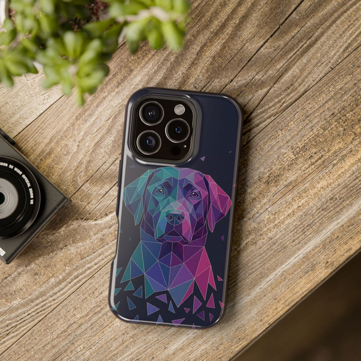 Geometric Labrador Phone Case — Tough Magnetic Case with Wireless Charging